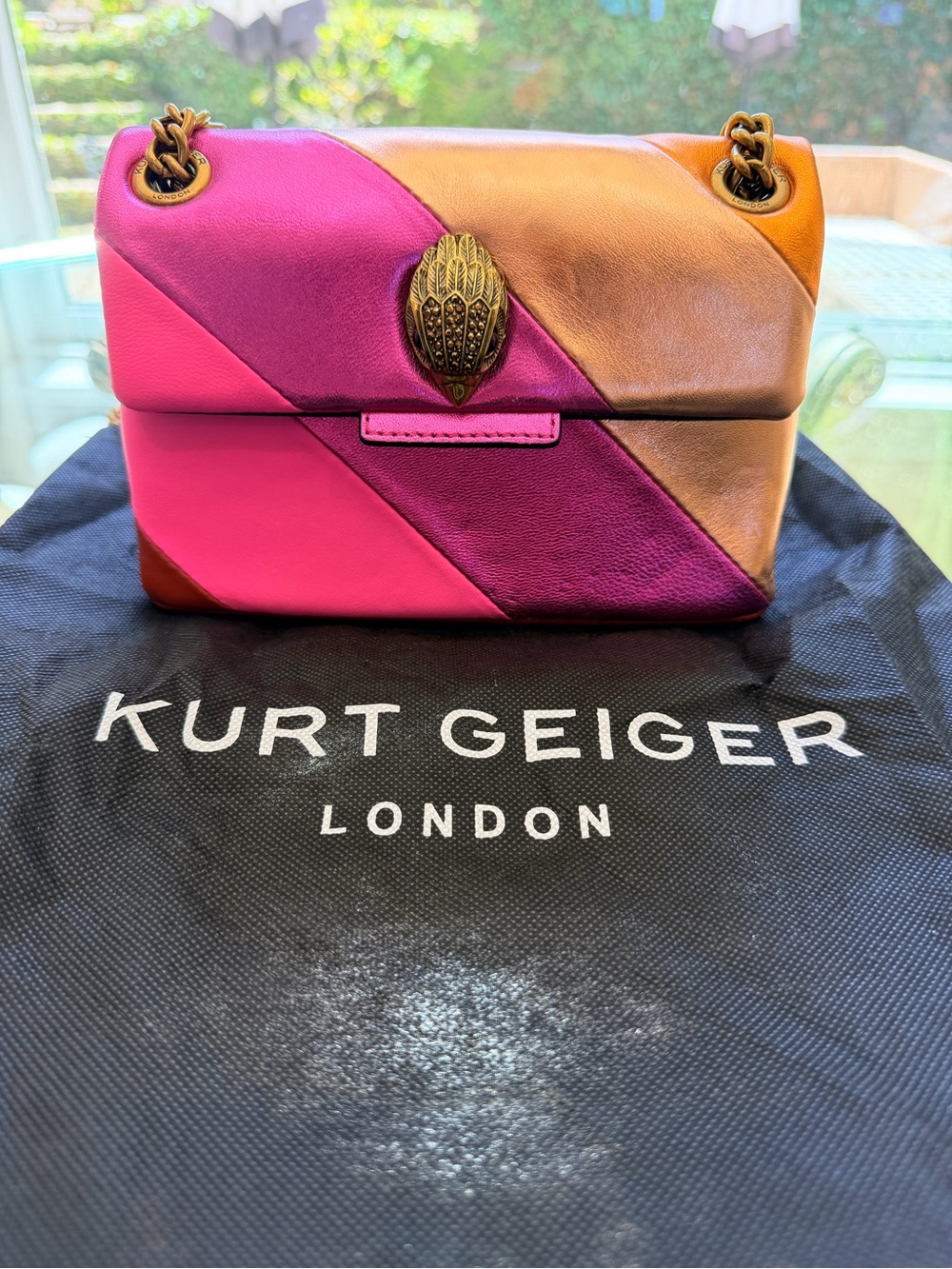 Kurt Geiger Metallic Pink and Copper Colorblock Shoulder Bag - Picture 9 of 9